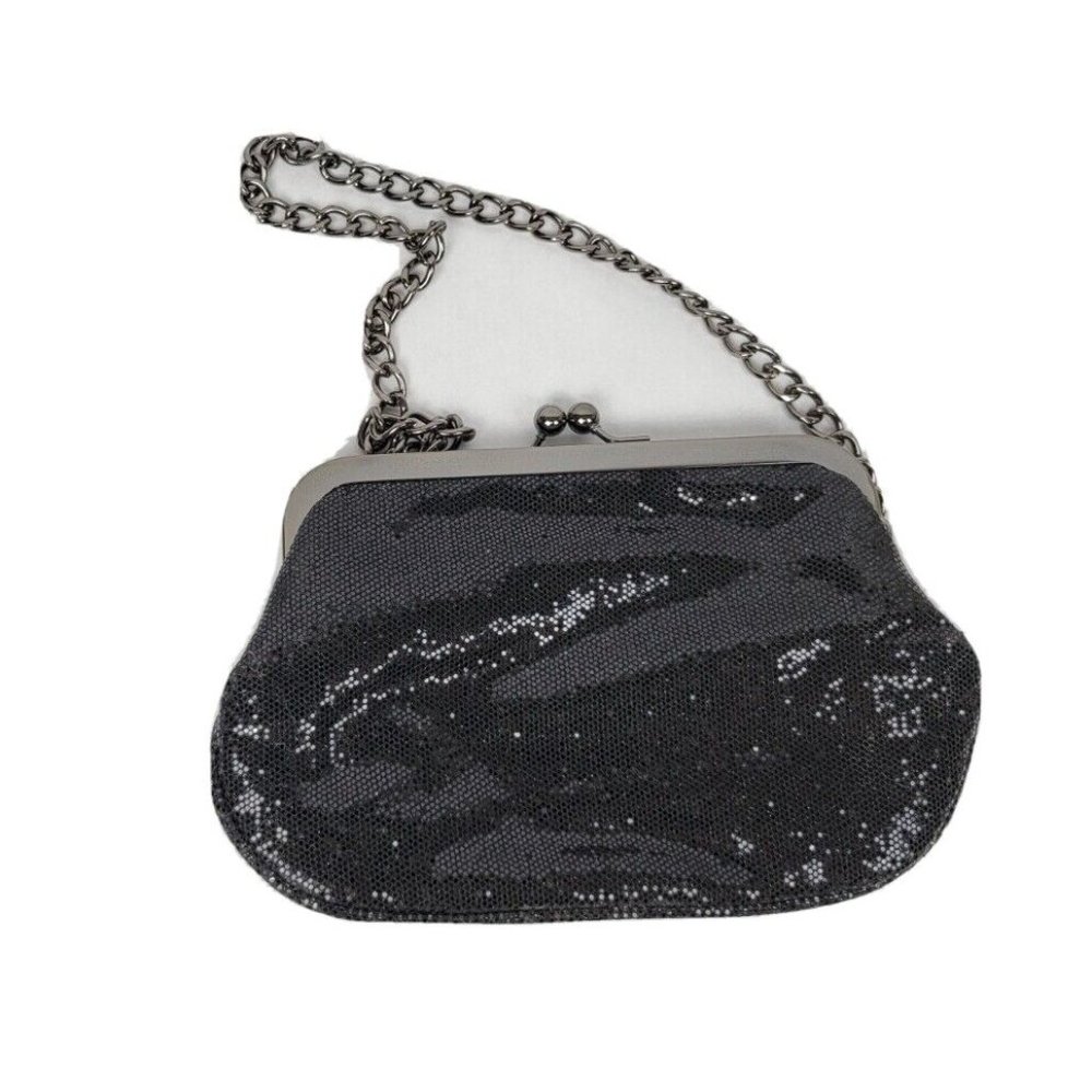 NWOT // Express - Convertible Clutch Evening Bag | Black Sparkly Sequin: 8.5 x 5